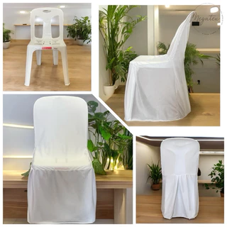 ผ้าคลุมเก้าอี้ เก้าอี้นวม เก้าอี้พลาสติก สีขาว ผ้าไมโคร และ ทรีคอต A0001-3