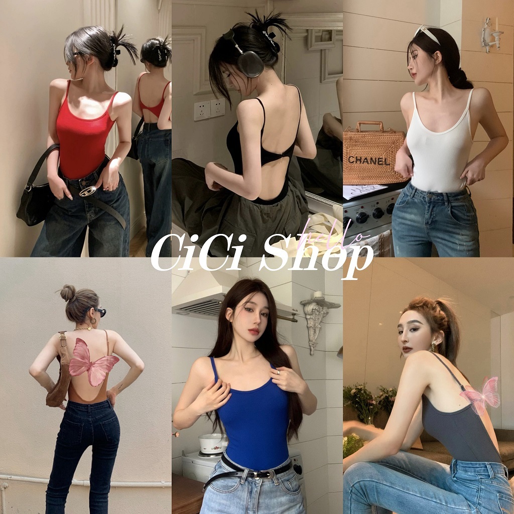 Cicishop(J1013)บอดี้สูทสายเดี่ยวผ้าเรยอน ดีเทลเว้าหลัง มีฟองน้ำ สวยแซ่บซ่า