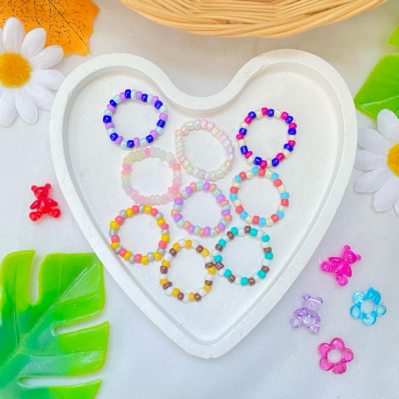 พร้อมส่ง/ไม่มีขั้นต่ำ แหวนลูกปัดเลือกสีได้ค่ะ