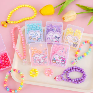 เซ็ตลูกปัด DIY ชุดร้อยลูกปัด สร้อยลูกปัด น่ารัก ทำง่าย ของเล่นเสริมพัฒนาการ ฝึกสมาธิ V85 พร้อมส่งจากไทย