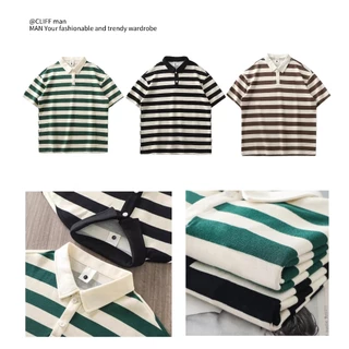 CLIFF -COD✅เสื้อลายทางคลาสสิกผู้ชายลาย POLO เสื้อคอปกด้านบน