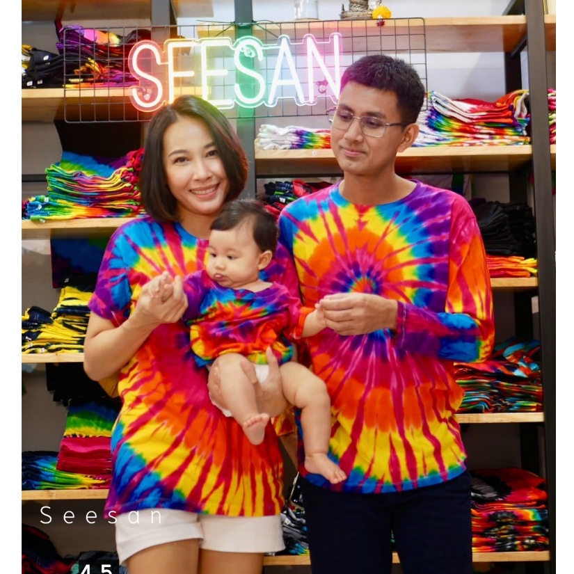 เสื้อมัดย้อม Unisex ✨ ผ้าคอตตอน 100% รหัส A45 (ย้อมสีทุกตัว ไม่ใช่พิมพ์ลาย)