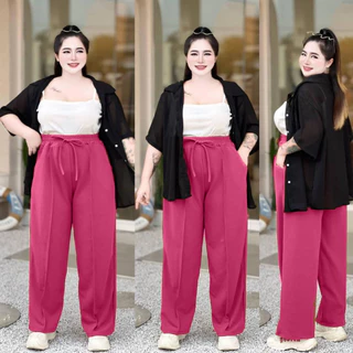 (โปรเดือน 8.8 .) A11 กางเกงตีเกล็ดหน้า ทรงกระบอกเอว 28-50" สาวอวบใส่ได้ ผ้าวูลเวฟ ยืดใส่สบาย สไตล์สาวอวบ