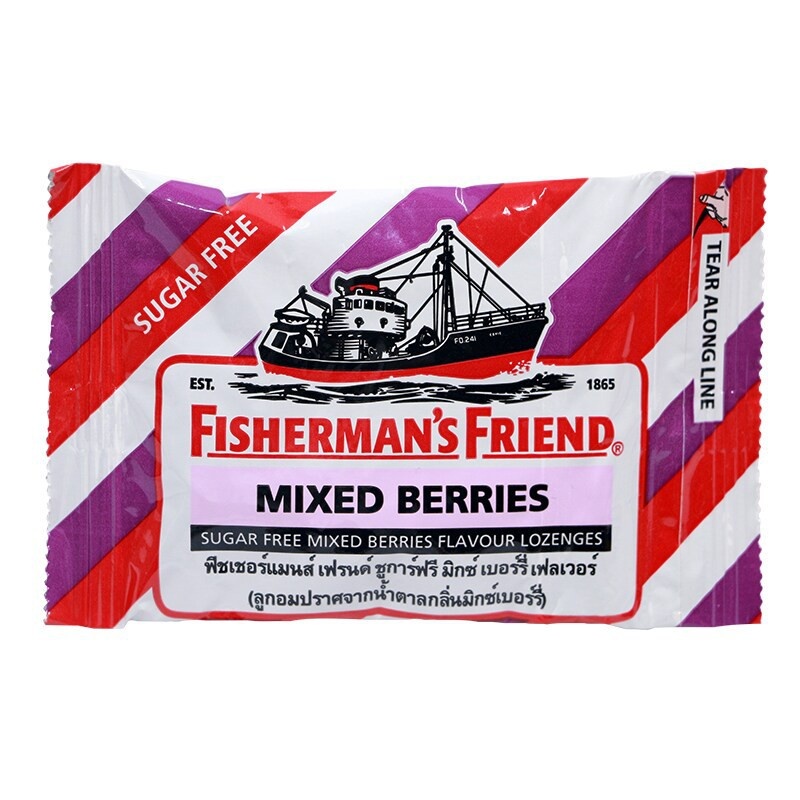 Fisherman’s Friend Sugar Free Mixed Berriesฟิชเชอร์แมนส์ เฟรนด์ กลิ่นมิ๊กซ์เบอร์รี่ 25 กรัม/ซอง