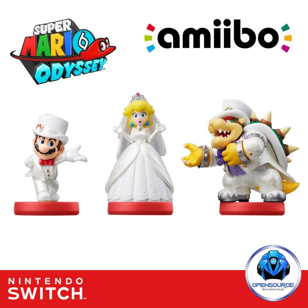 [พร้อมส่ง]Nintendo: Mario, Peach, Kuppa Bowser - Mario Odyssey Amiibo Wedding Style (JP LOT)