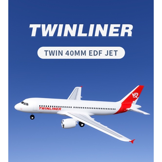 เครื่องบินโฟม ตัวลำ+ชุดไฟ มอเตอร์ดักแฟนคู่ XFly Twinliner Twin 40MM EDF Jet (ไม่รวมวิทยุ รีซีฟ แบต) เครื่องบินบังคับ Rc