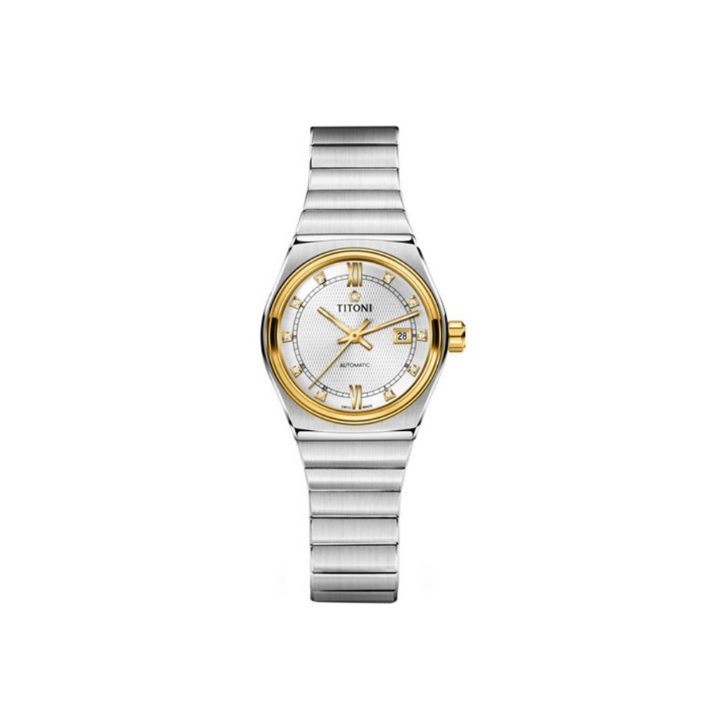 Titoni Power Series นาฬิกาข้อมือสตรีกลอัตโนมัติสีทอง 28.5 มม