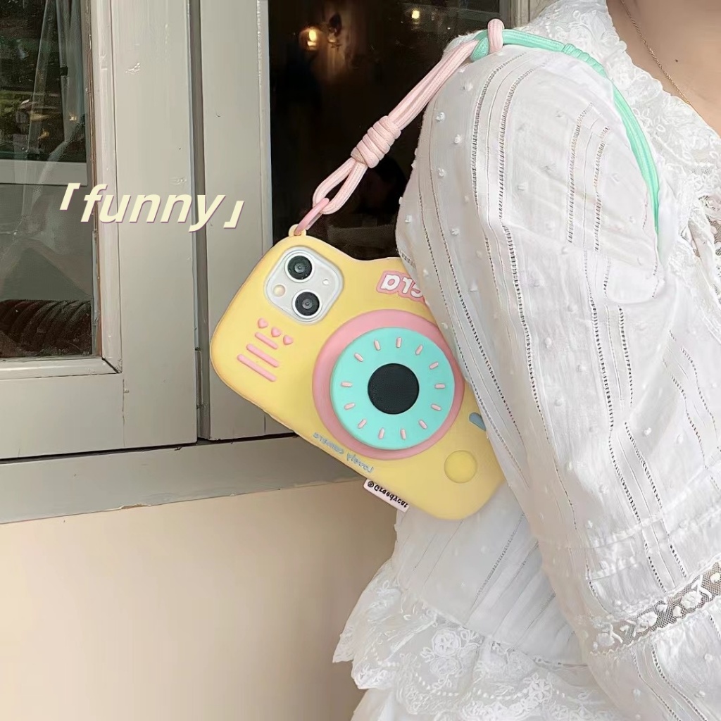 NEW Case iPhone 15Pro น่ารัก กล้อง ซิลิกาเจล สายห้อย soft bag เคสกันกระแทก สําหรับ iPhone 15 Pro Max 15 14 13 12 11