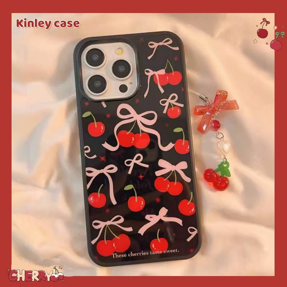 จัดส่ง24ชม iPhone 15 14 13 12 11 Pro max case for เคสไอโฟน11 บางเบาพกพาง่าย แฟชั่น การ์ตูน เชอร์รี่ พร้อมจี้ case
