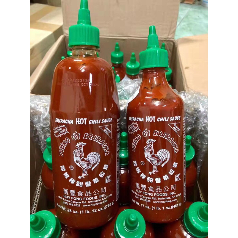 👩🏻‍🍳ซอสพริก ซอสศรีราชาตราไก่ USA Huy Fong Sriracha ขนาด 255g./ 481g