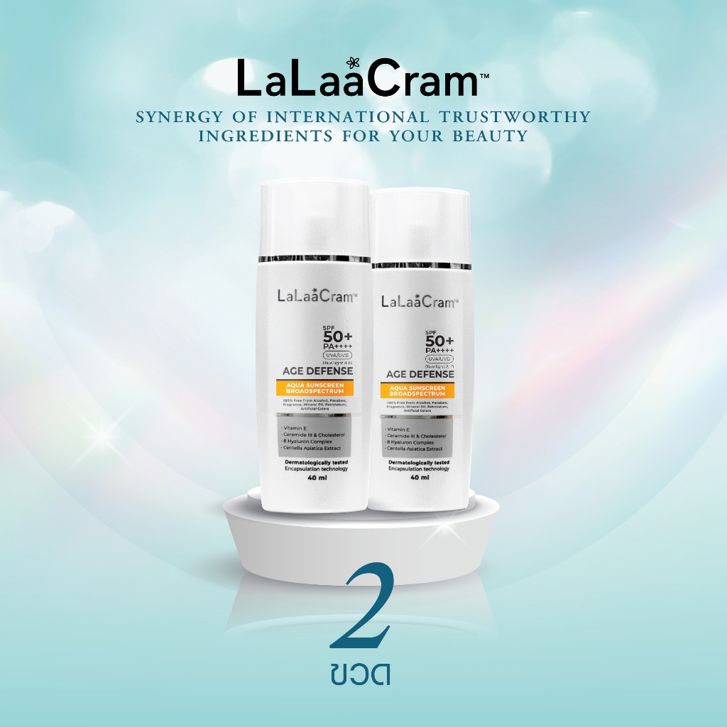 Lalaacram Anti-Aging Sunscreen กันแดดแปดมิติ  SPF50+ PA++++ 40ml x 2 bottles