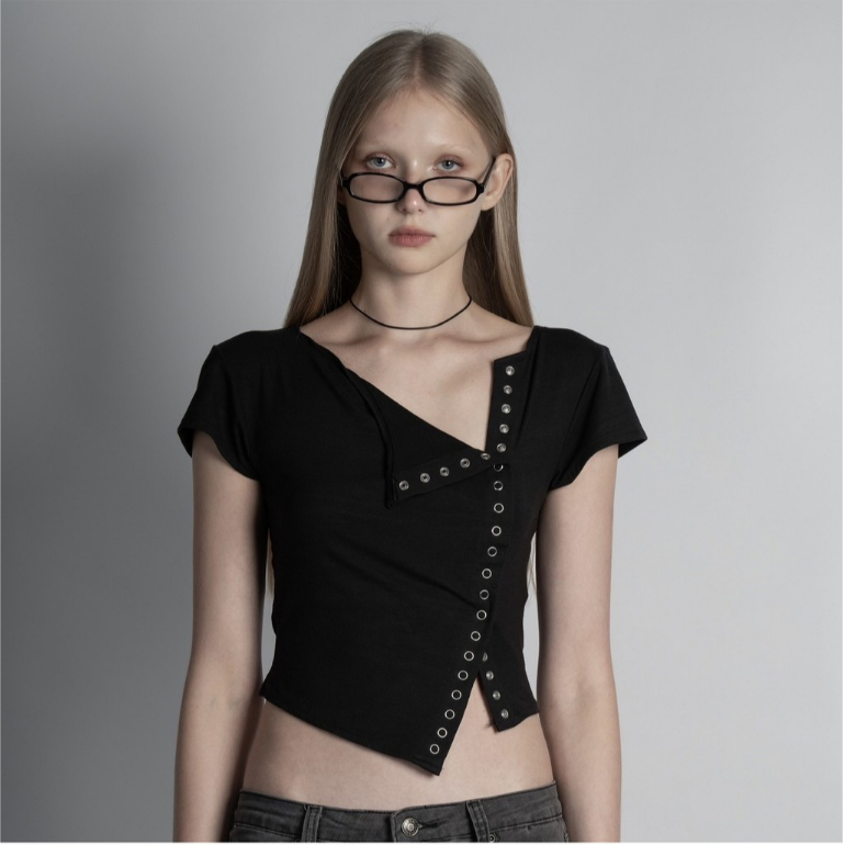 LEINNUS - Unbalanced Front Button Tee (3 colors)
