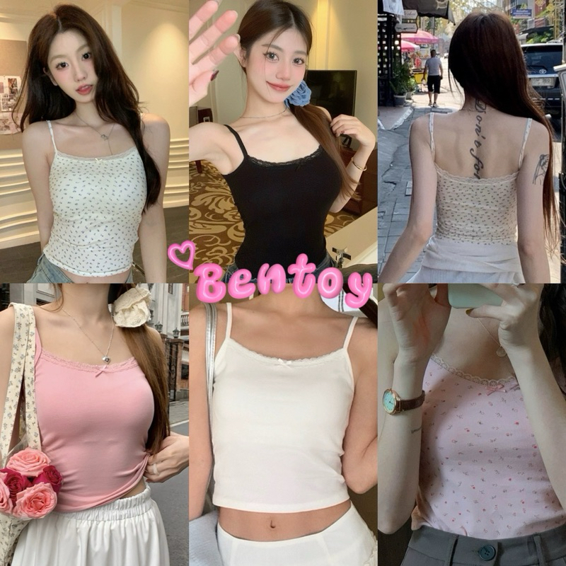 bentoy(bratopC017)เสื้อสายเดี่ยวมีฟองน้ำ ลายดอกเล็กๆ สีพื้นก็มา มีทั่งหมด8สีให้เลือก