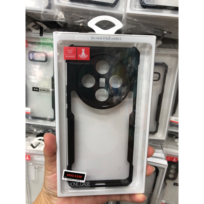 ((พร้อมส่ง)) เคสXUNDDแท้💯% Vivo X100/Vivo X100proเคสแบบกันกะแทกหลังใส ขอบข้างนิ่มสีดำ