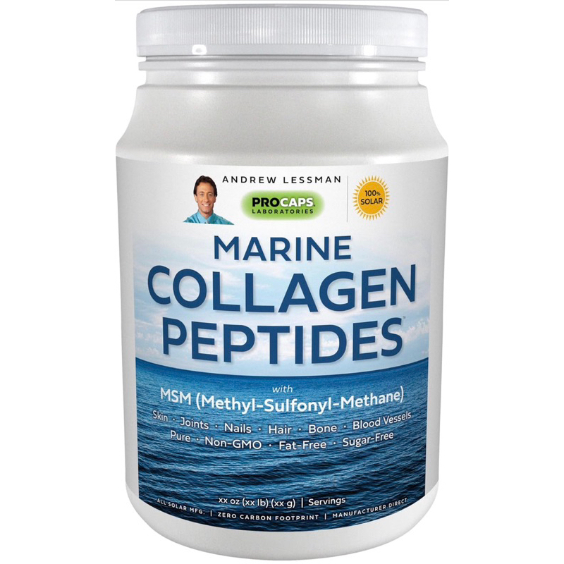 (60 Servings) คอลลาเจน เปปไทป์  ANDREW LESSMAN Marine Collagen Peptides Powder & MSM 60 Servings - S