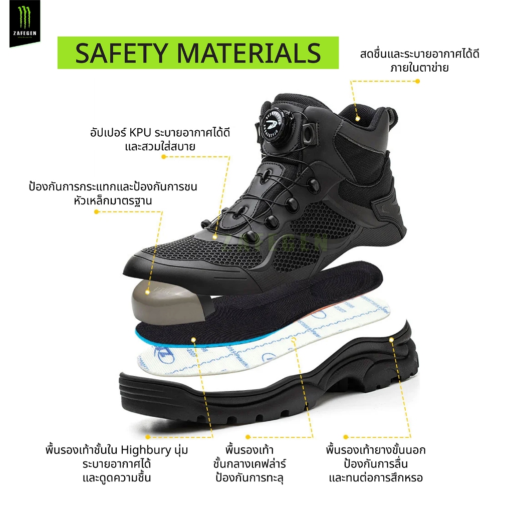 รองเท้าเซฟตี้ Tactical Boots รุ่น "Tackle" หัวเหล็ก ดุ เท่ แข็งแกร่ง
