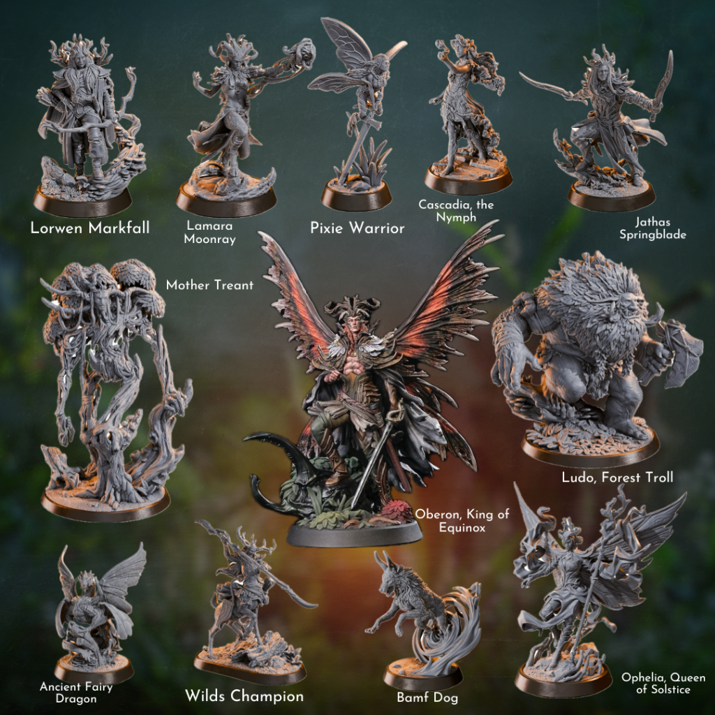 DnD Miniature ชุดสรวงสวรรค์แห่งป่าพราย โมเดลสำหรับบอร์ดเกม (งานเรซิ่นยังไม่ลงสี) ขนาดฐาน 1-2 นิ้ว