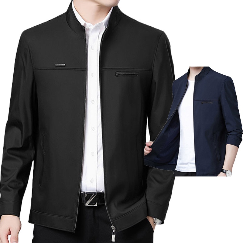 เสื้อแจ็คเก็ตซิปปกผู้ชาย เสื้อแจ็คเก็ตน้ำหนักเบาลำลองธุรกิจ M-3XL