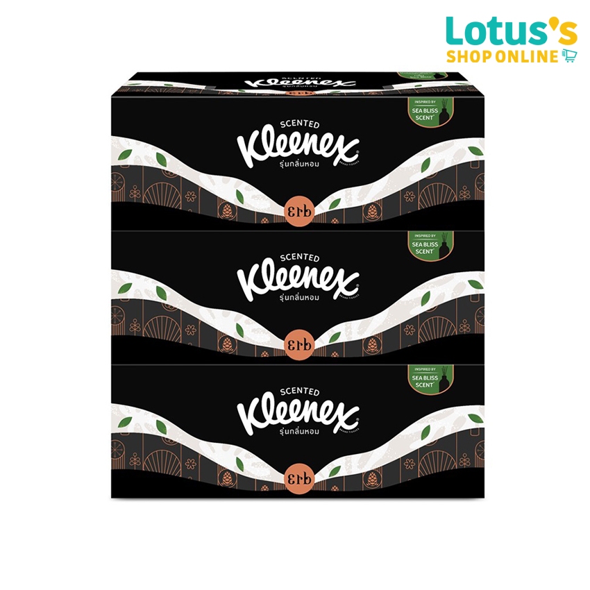 คลีเน็กซ์ เซนส์ กระดาษเช็ดหน้า กลิ่นอโรม่า บรรจุ 116 แผ่น (แพ็ค 3 กล่อง) KLEENEX SCENTED AROMA 116 SHEETS (PACK 3 BOXES)