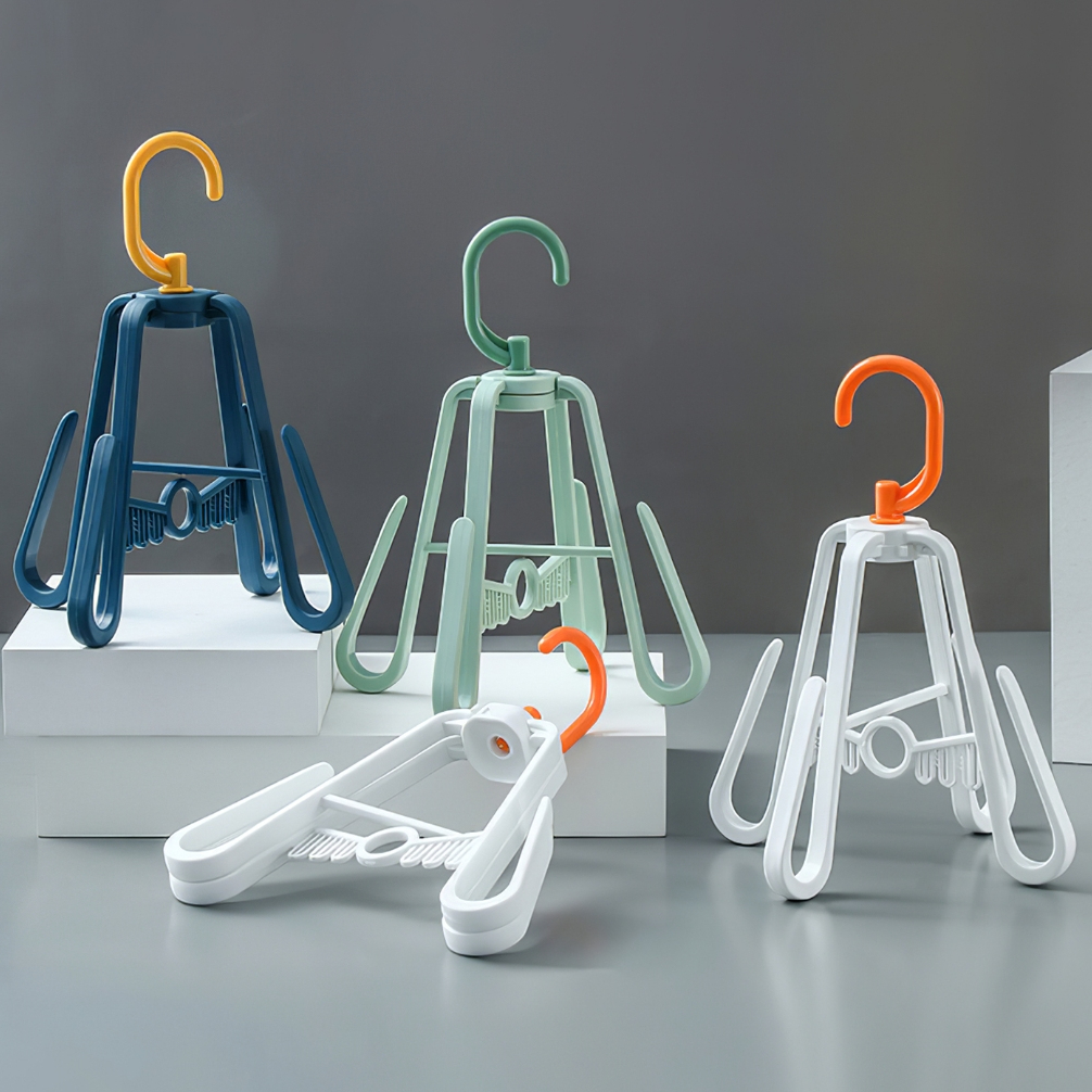 ตะขอพลาสติก 👟ไม้แขวนตากรองเท้า ชั้นวางรองเท้าระเบียงกลางแจ้ง แบบพับได้ ตากรองเท้าทีละ 2 คู่  หมุนได้