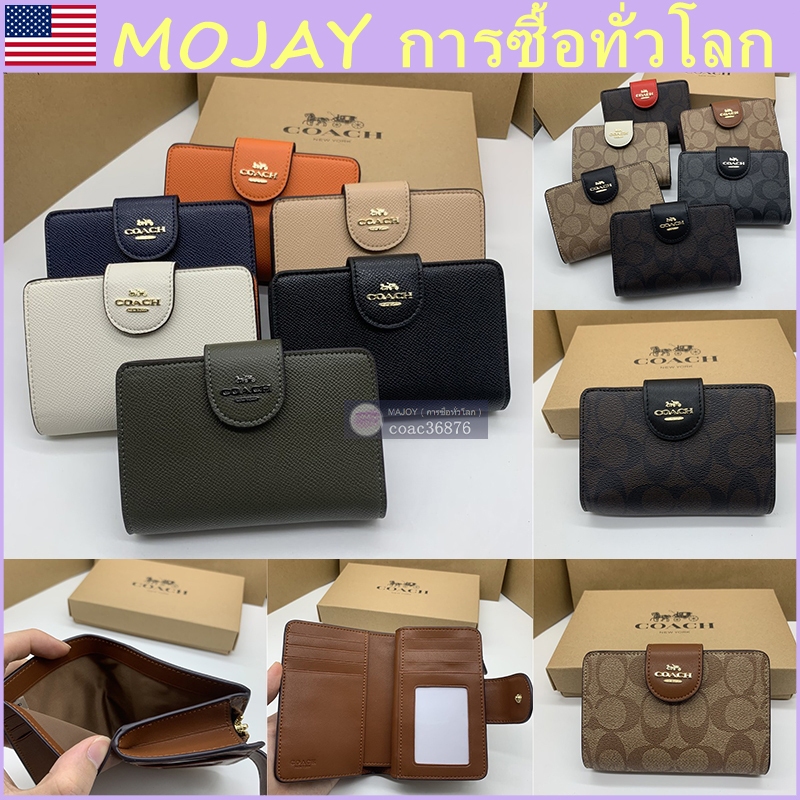 แท้ % Outlet Mdm Corner Zip Wallet กระเป๋าสตางค์หนังขนาดกลางผู้หญิงคลาสสิก กระเป๋าใส่เหรียญแบบมีซิปมีสไตล์