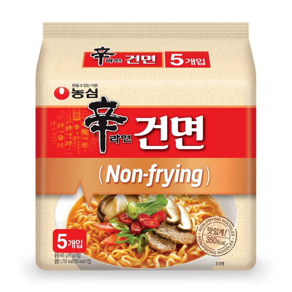 [ของแท้] 신라면건면 Nongshim Shin Ramyun Non-frying (บะหมี่กึ่งสำเร็จรูปเกาหลี) 97g*5