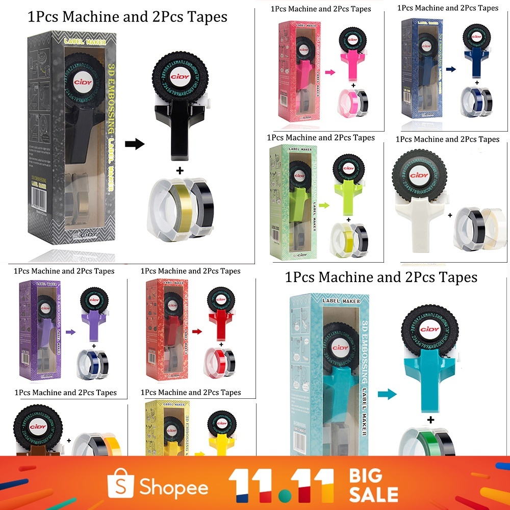 1 ชิ้น เทปฉลากพลาสติก PVC ลายนูน 9 มม. X3 ม. 2 ม้วน พร้อมเทปฉลาก 3D สําหรับเครื่องพิมพ์ MOTEX E101