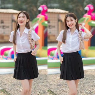 กระโปรงพลีทนักศึกษา กระโปรงพลีทมีกระเป๋า ความยาว 14-24“ เอวฟรีไซต์ 24-30“ ผ้าหางกระรอกสีดำ ผ้านิ่มใส่สบาย