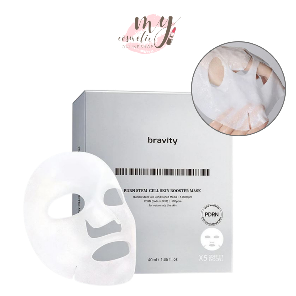 ( แท้ / พร้อมส่ง )Bravity PDRN Stem Cell Skin Booster Mask (ยกกล่อง 5 แผ่น )