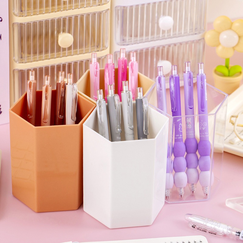 กล่องใส่ปากกา เครื่องสำอางค์ ทรงหกเหลี่ยม1ช่อง มีให้เลือกหลายสี/BOX-024