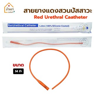 [ยกกล่อง 10เส้น] สายยางแดง สายสวนปัสสาวะ เบอร์ 14Fr แบบสวนทิ…