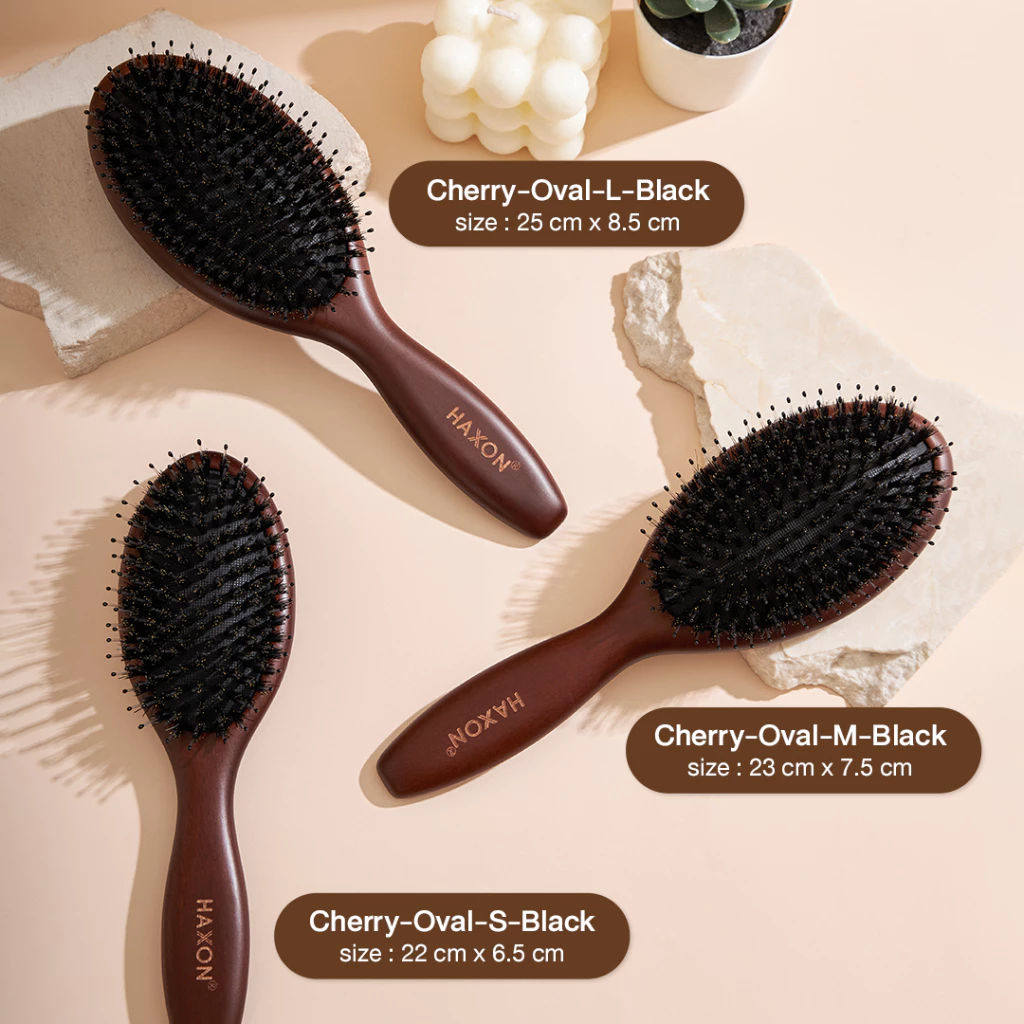 Haxon Cherry Boar-Bristle Brush/Horse Hair Brush หวีขนหมูป่าแท้ หวีขนม้า อิสลามใช้ได้ ให้ผมเงาแก้ผมพันกัน thumbnail 7