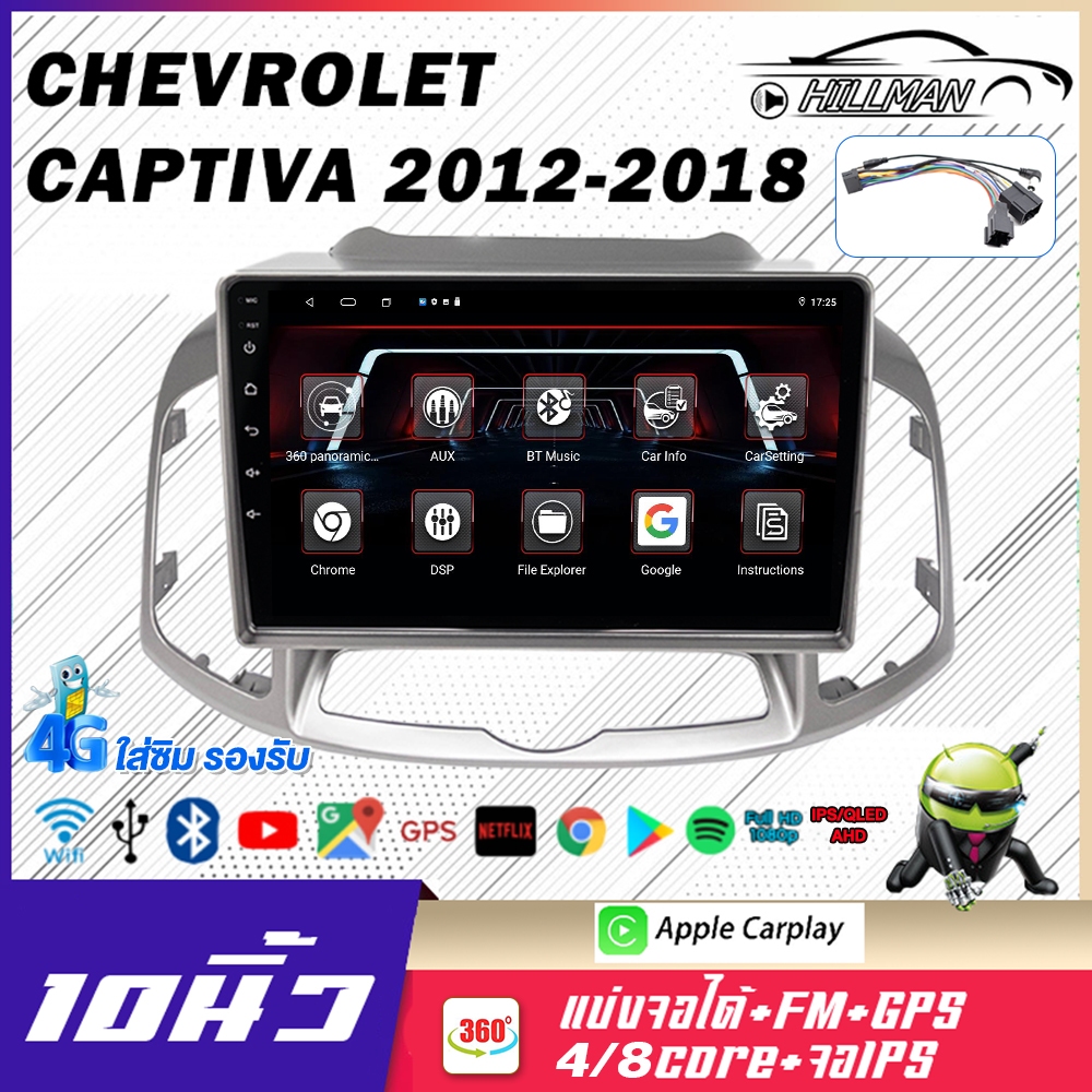 GTR จอแอนดรอย 8 core Chevrolet Captiva 2012-2018 Android จอ 2din 10นิ้ว WIFI GPS AppleCarplay 4G Lte วิทยุรถยนต์