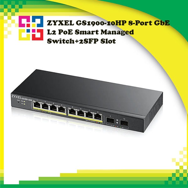 ZYXEL GS1900-10HP 8-Port GbE L2 PoE Smart Managed Switch+2SFP Slot