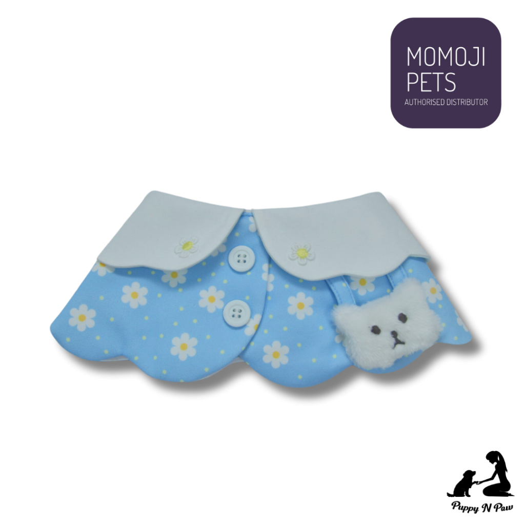 Momoji Bear Joy Cerulean Blue Pet Bib ชุดสุนัข ชุดแมว