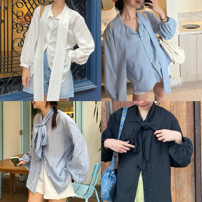 Blair shirt🫖 เสื้อเชิ้ตคอผูกโบว์ (beamed.bkk)
