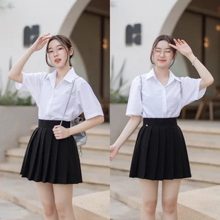 เสื้อนักศึกษา ทรงบอยไม่มีกระเป๋า ทรงบอยเข้ารูป บอยแขน 10 นิ้ว