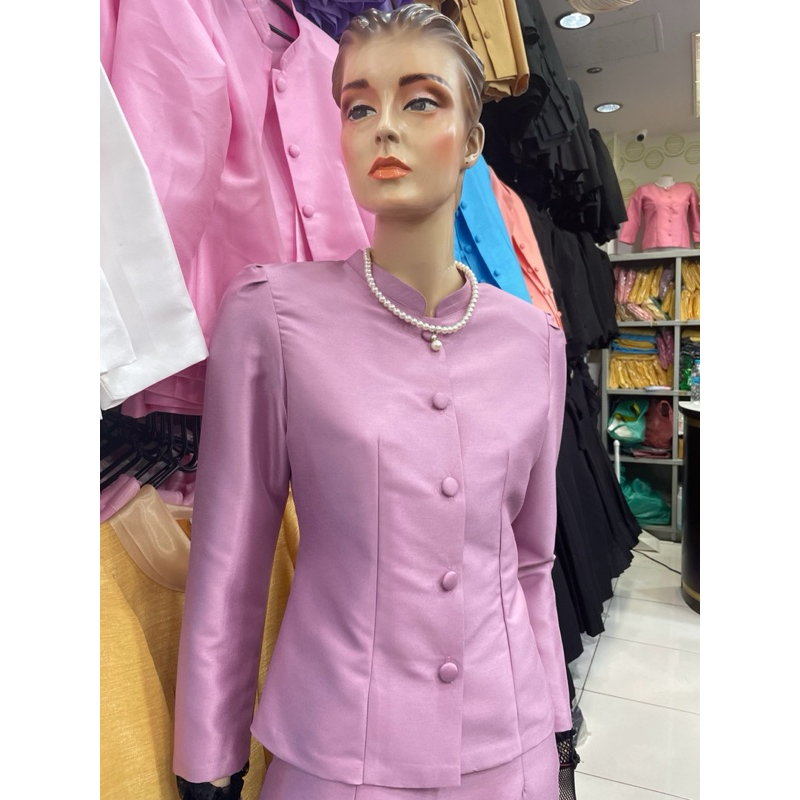 เสื้อไทยจิตรลดา สีกลีบบัว ผ้าไหมอิตาลีเกรดเอ Thaidress