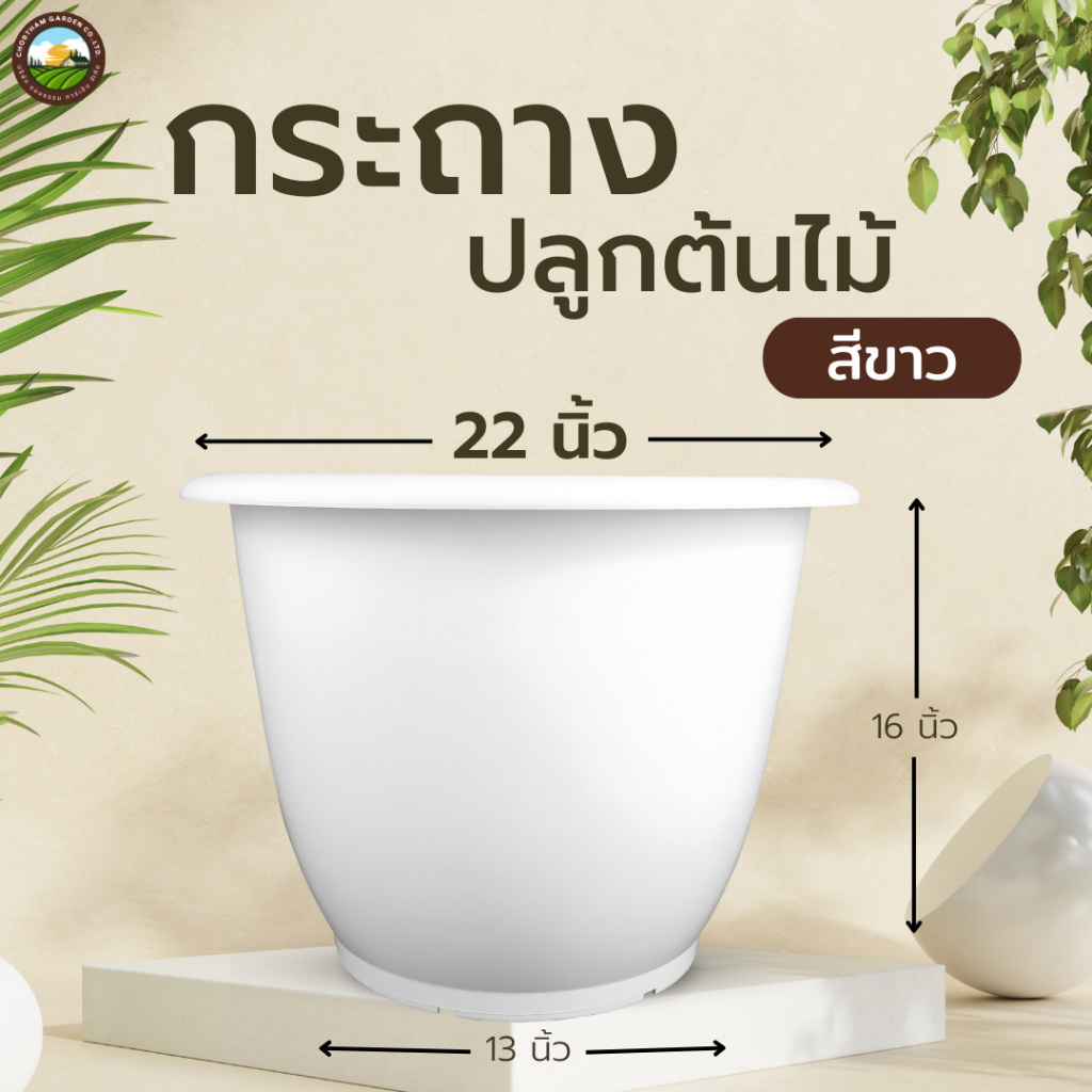 กระถางปลูกต้นไม้22นิ้ว (ทรงสูง) กระถางพลาสติก อ่างเลี้ยงปลา เลี้ยงบัว