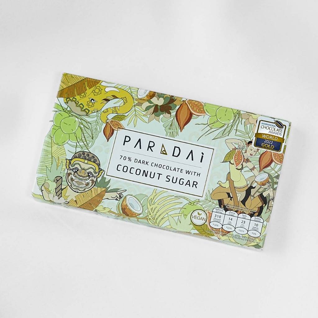 PARADAi Nakhon Si Thammarat 70% Dark Chocolate with Pure Coconut Sugar/ ภราดัย ดาร์กช็อคโกแลตบาร์ 70