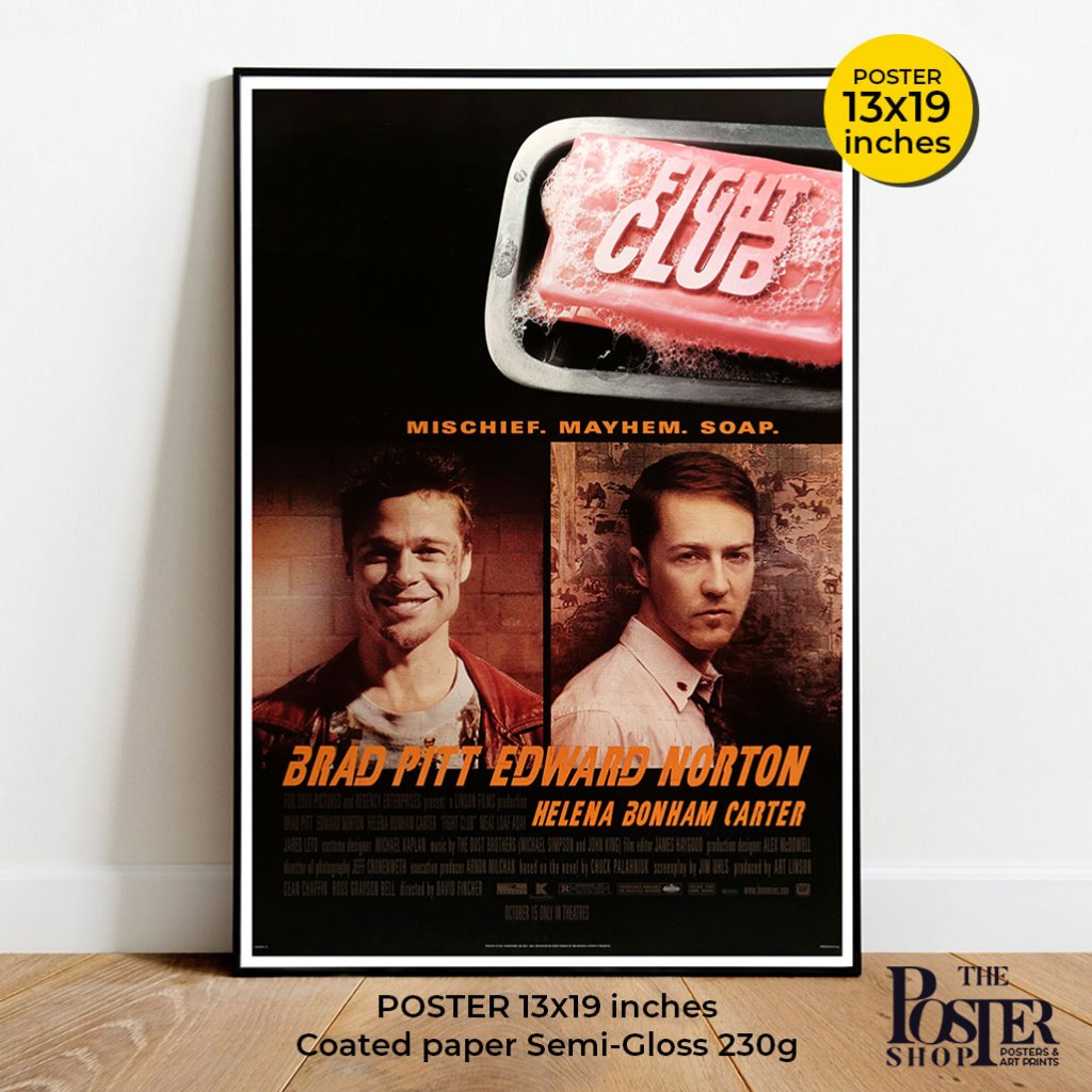 Fight club Poster ไฟท์ คลับ ดิบดวลดิบ งานภาพสวย ติสท์สุดๆ Edward Norton, Brad Pitt โปสเตอร์ภาพขนาด 3