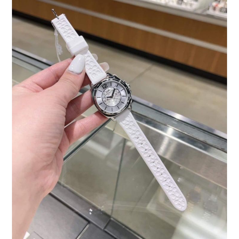 🌻สายชิลิโคนสีขาว นาฬิกา COACH Boyfriend Rubber Strap Watch