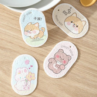 ShopAt.Two ฟองน้ำล้างจาน ฟองน้ำบีบอัด ฟองน้ำเยื่อไม้ Scouring Pad Cartoon Bear