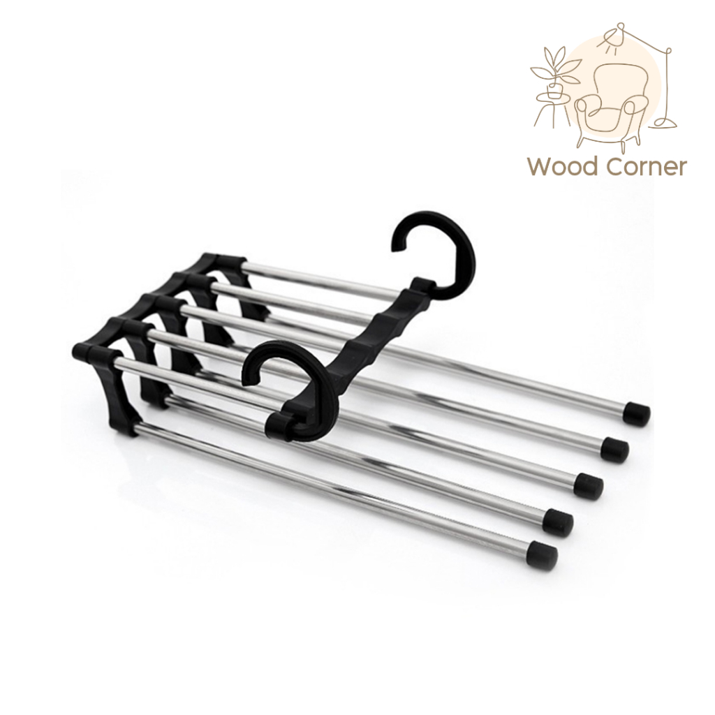 ไม้แขวน ไม้แขวนกางเกง 5 ชั้น ไม้แขวนสแตนเลส Pant racks stainless steel woodcorner