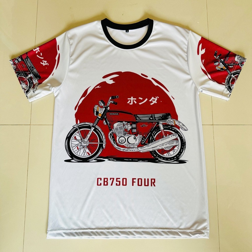 เสื้อยืดลายมอไซค์ CB750 Four สีแดงลายใหม่ล่าสุด