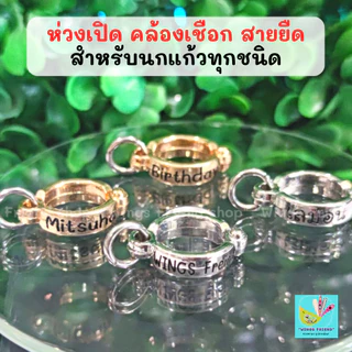 ห่วงเปิด พร้อมห่วงล็อค สำหรับนกแก้วทุกชนิด คล้องสายจูง สายยืด เชือก พร้อมส่ง