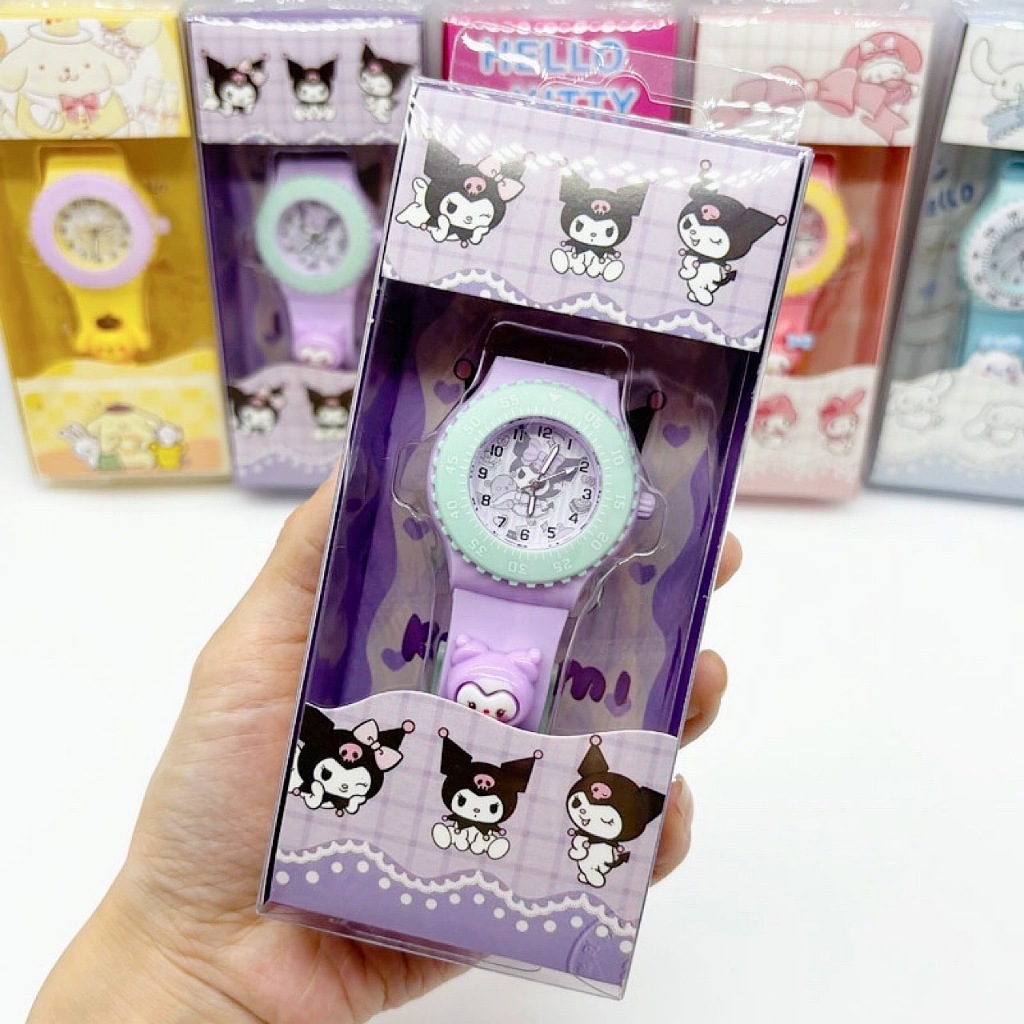 นาฬิกาเด็ก pastel แบบสายปรับได้ มีลาย cinnamonroll , kuromi , mindmelody ,pompompurin (TOY784)