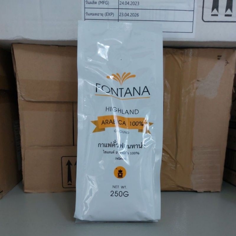 Fontana highland arabica 100% กาแฟคั่วฟอนทาน่า ชนิดบด 250g.exp 30/06/2026