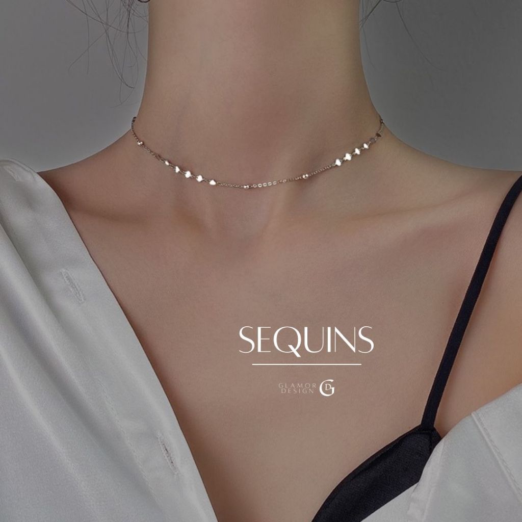 GLAMOR✨สร้อยเงิน Sequins สร้อยคอเท่ๆ สร้อยจี้ สร้อยคอเงิน สร้อยแฟชั่น จี้เงินแท้ สร้อยคอสวยๆ