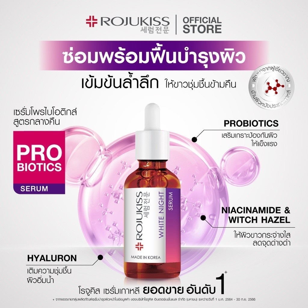 [ยกล่อง*6ซอง]  Rojukiss โรจูคิส เซรั่ม บำรุงผิวหน้า ราคา ถูกที่สุด ดีลบีเคเค แกลเลอรีภาพที่ 4
